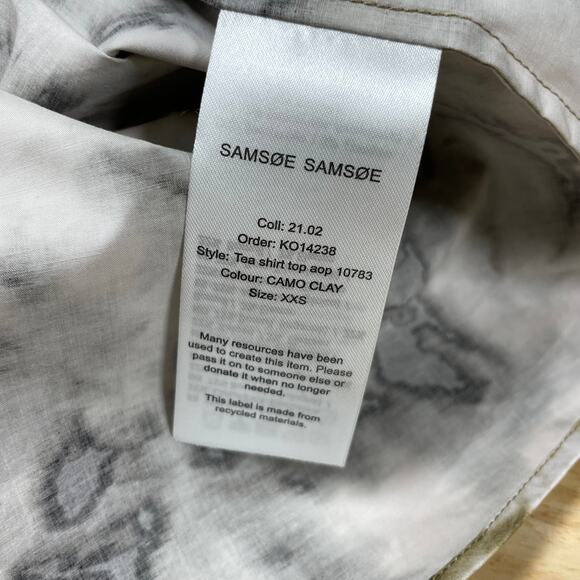 Samsoe Samsoe NWT Tea Shirt Top Camo Clay Size XXS Oversized Button Front Collar - Picture 8 of 14